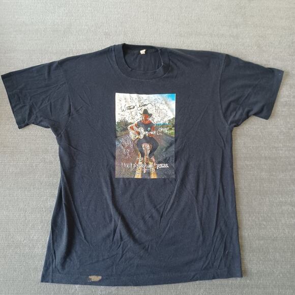 Vintage Willie Nelson T-Shirt Mens XL Black Screen Star Don't Mess With Texas - Picture 1 of 12